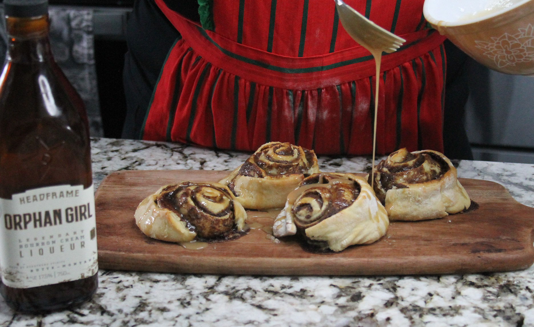 finished cinnamon rolls with glaze